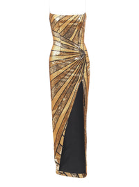 Robe longue brodée de sequins - Noir & Or
