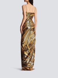 Robe longue brodée de sequins - Noir & Or