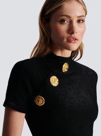 Robe longue en jersey velours - Noir
