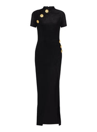 Long velvet dress - Black