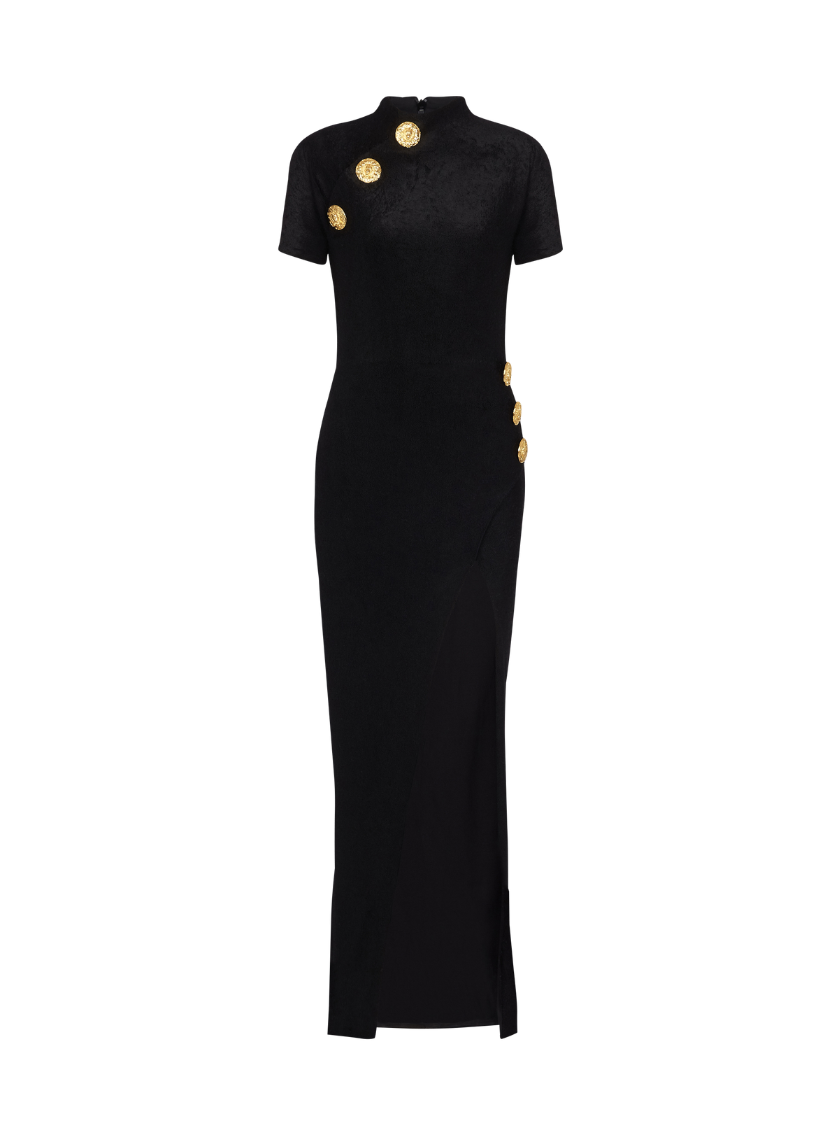 Robe longue en jersey velours - Noir