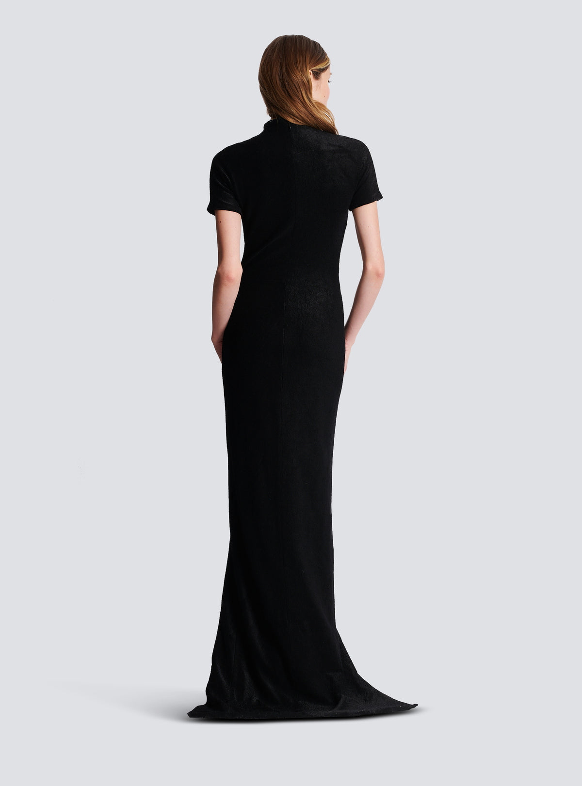 Robe longue en jersey velours - Noir