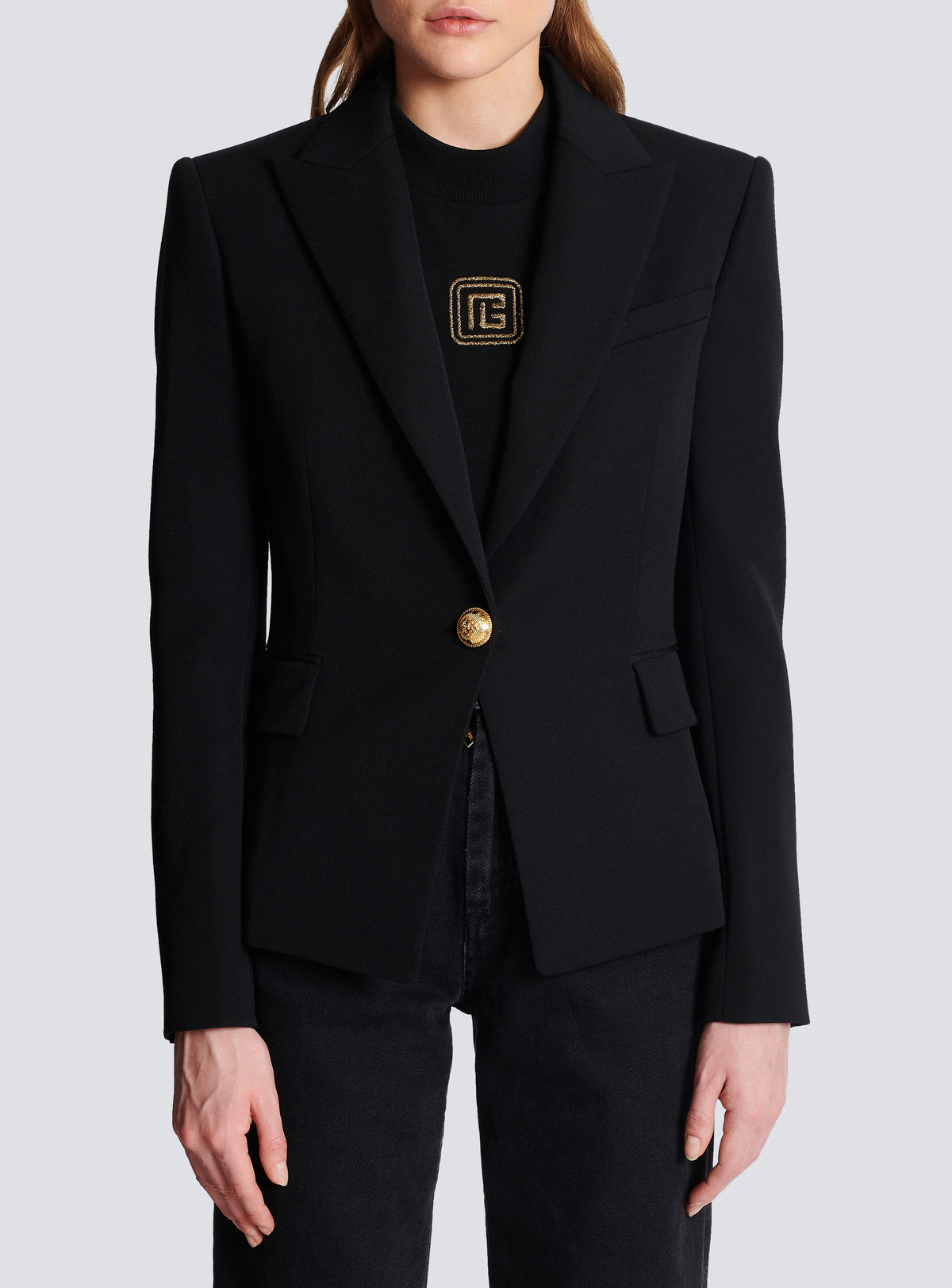 Veste 1 bouton en laine - Noir