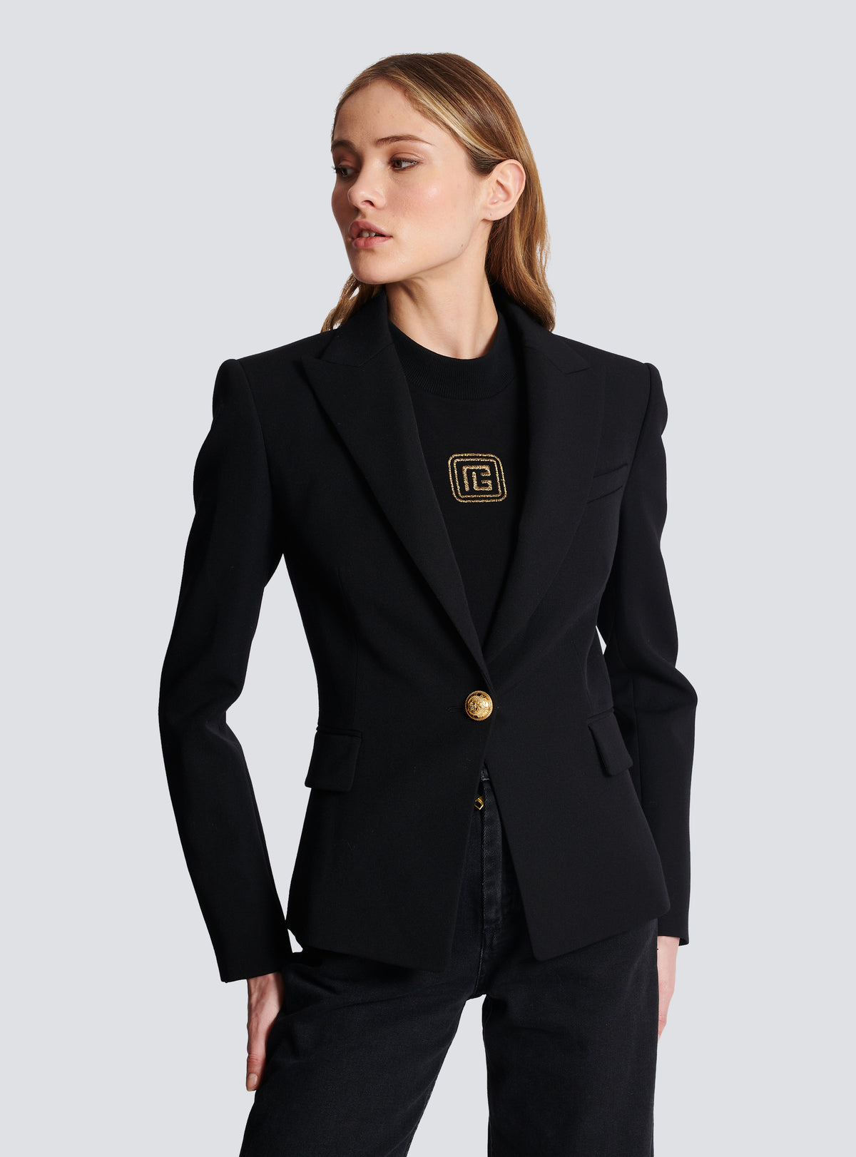 Veste 1 bouton en laine - Noir