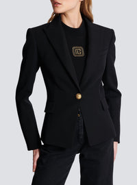 Veste à simple boutonnage en laine - Noir