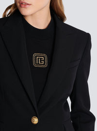 Veste à simple boutonnage en laine - Noir