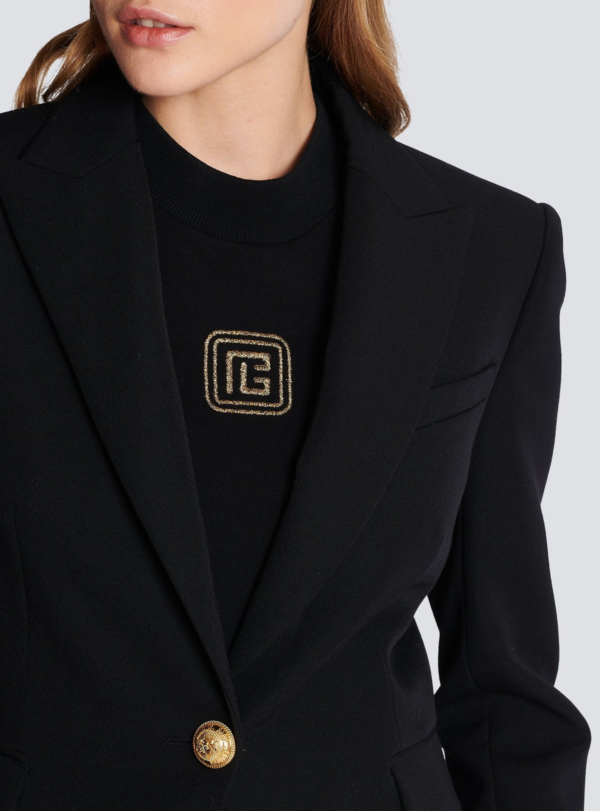 Veste à simple boutonnage en laine - Noir