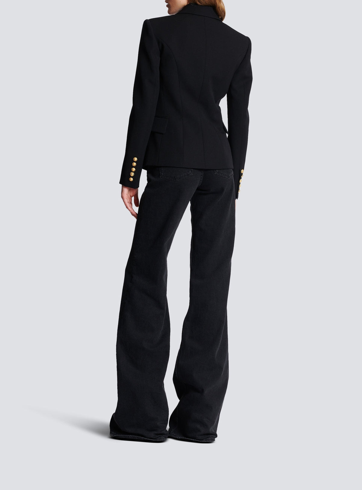 Veste à simple boutonnage en laine - Noir