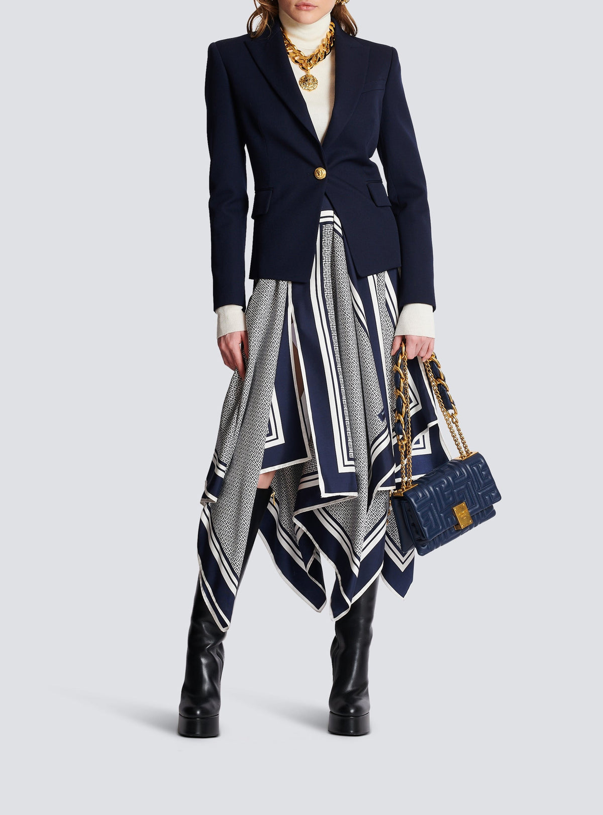 Single-breasted wool jacket - Navy