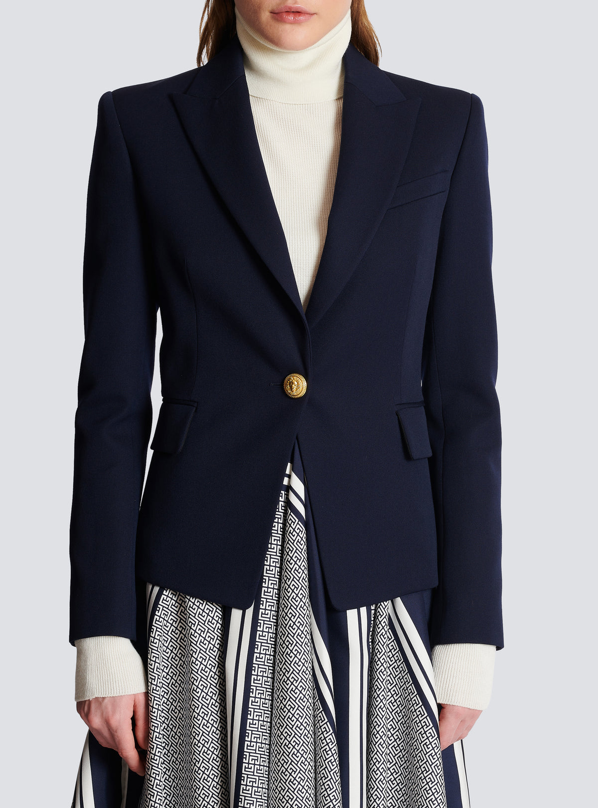 Veste 1 bouton en laine - Marine