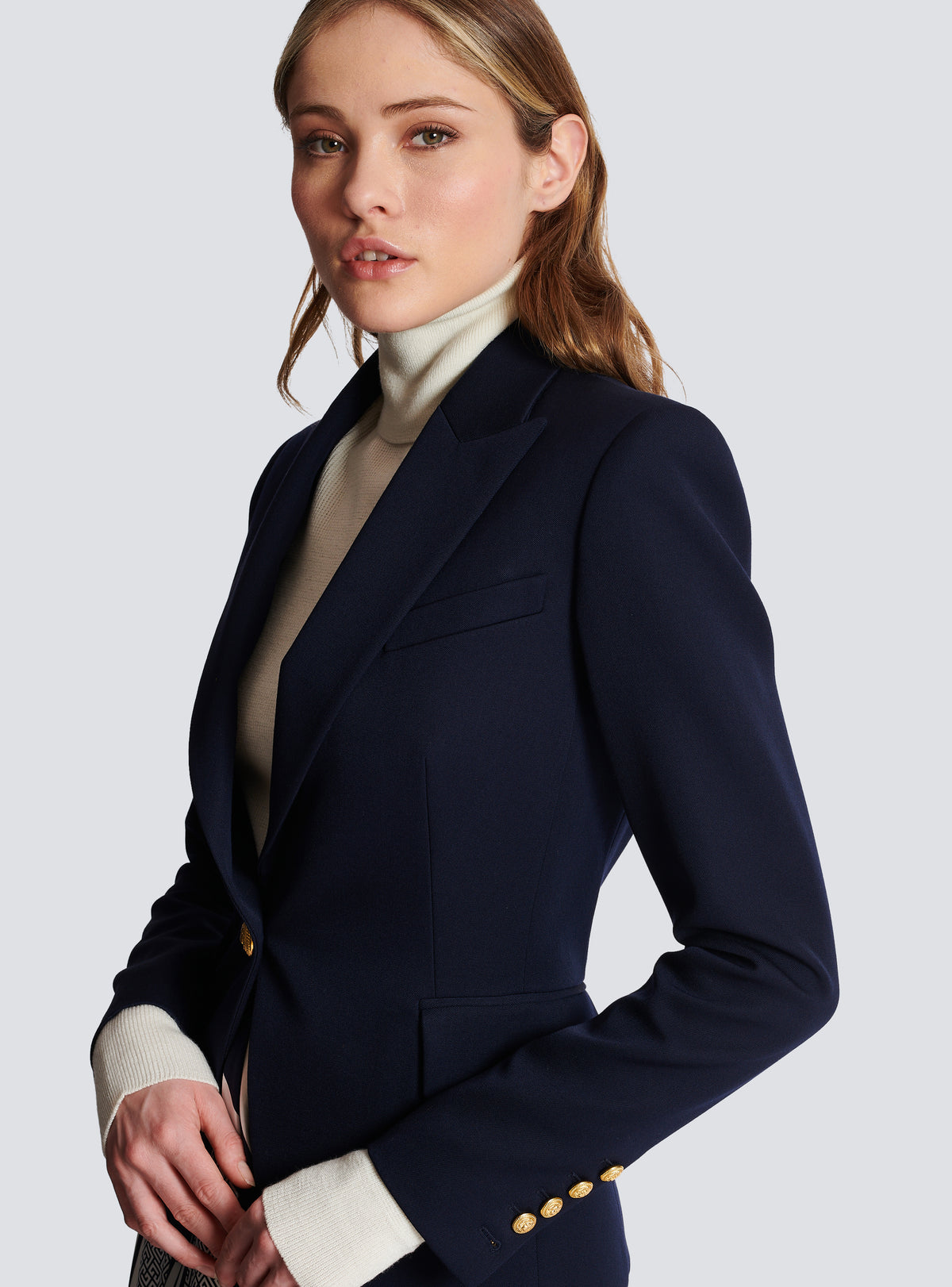 Veste 1 bouton en laine - Marine