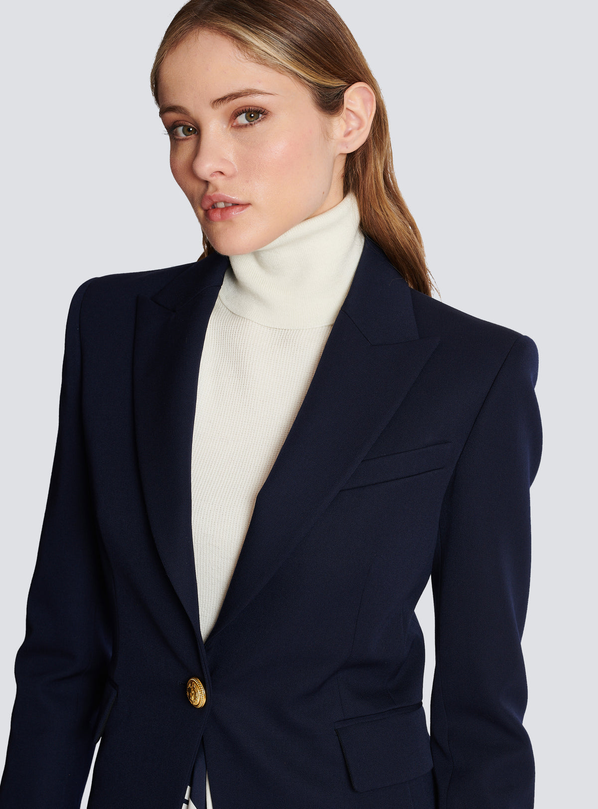 Veste 1 bouton en laine - Marine
