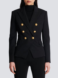 Veste 6 boutons en grain de poudre - Noir