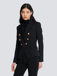 Veste 6 boutons en grain de poudre - Noir
