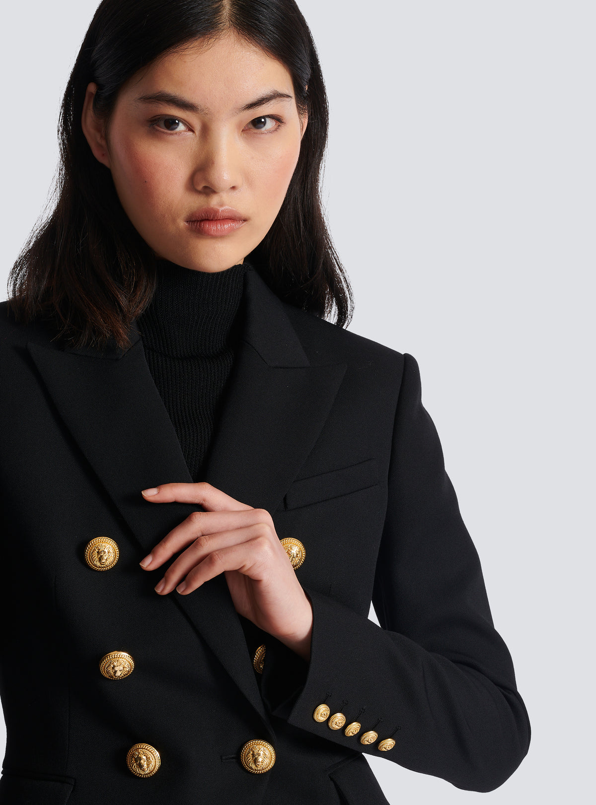 Veste 6 boutons en grain de poudre - Noir