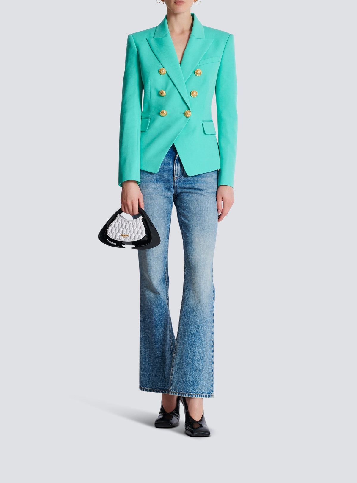 Veste 6 boutons en laine - Menthe