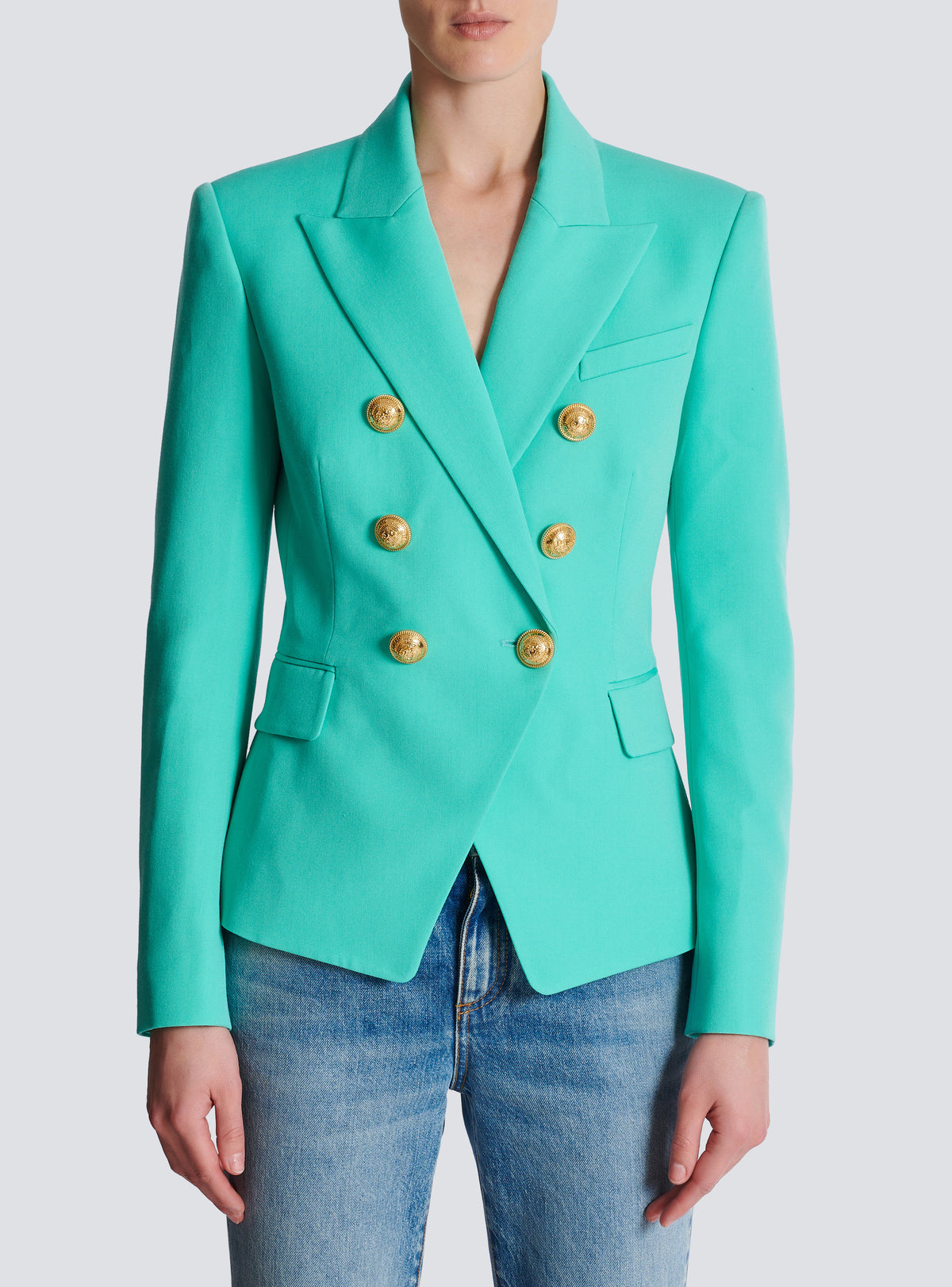 Veste 6 boutons en grain de poudre - Menthe