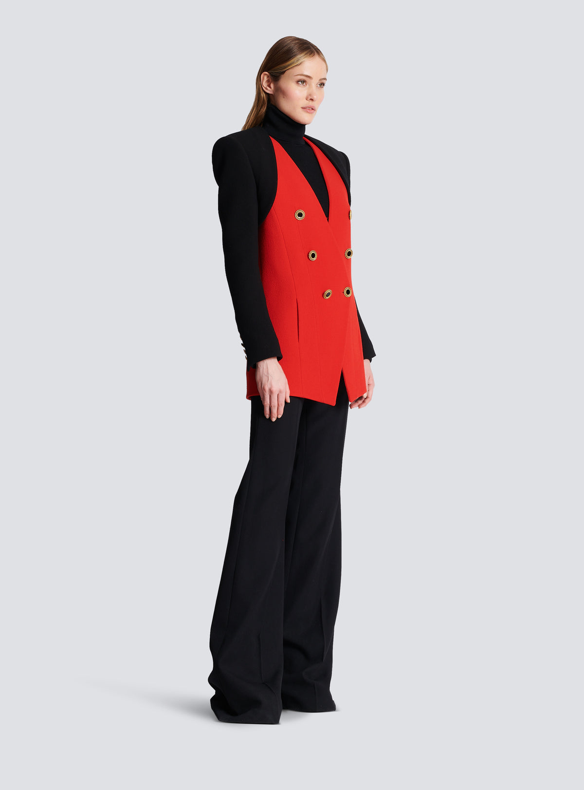 Double veste en trompe-l'oeil - Rouge Vif & Noir