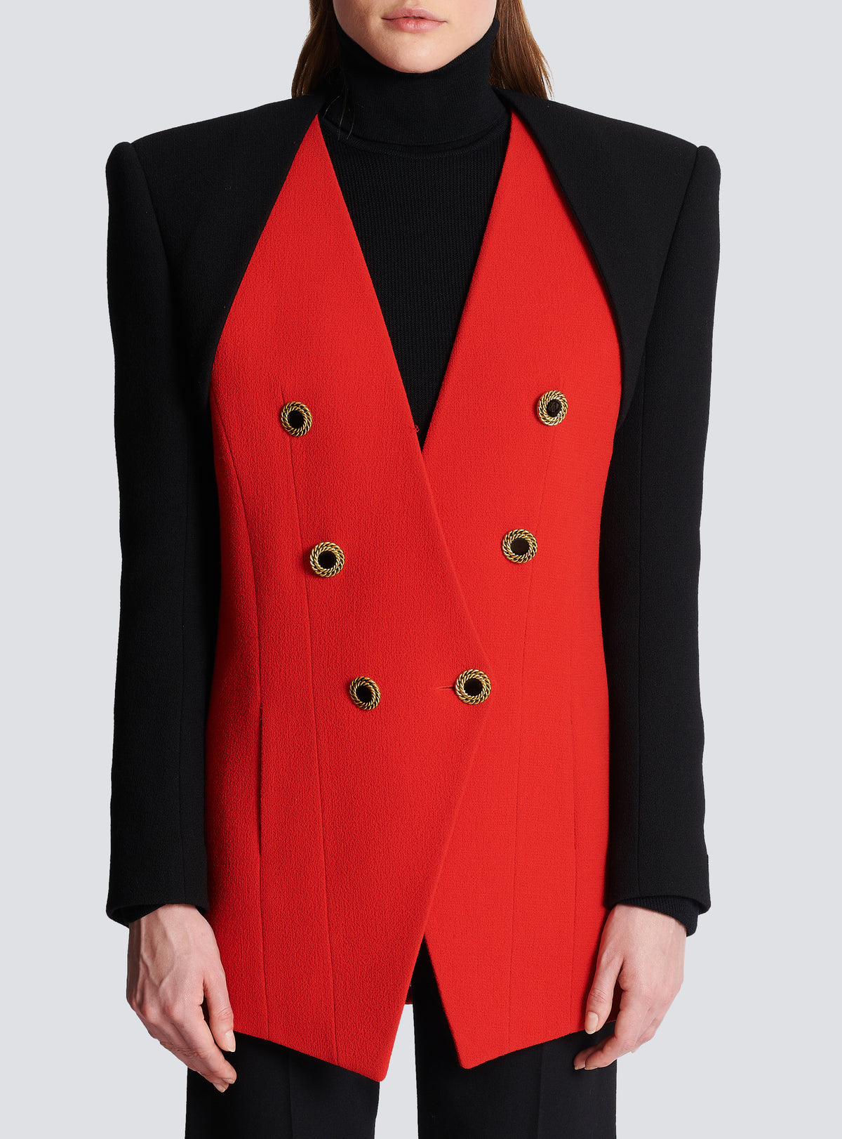 Double veste en trompe-l'oeil - Rouge Vif & Noir