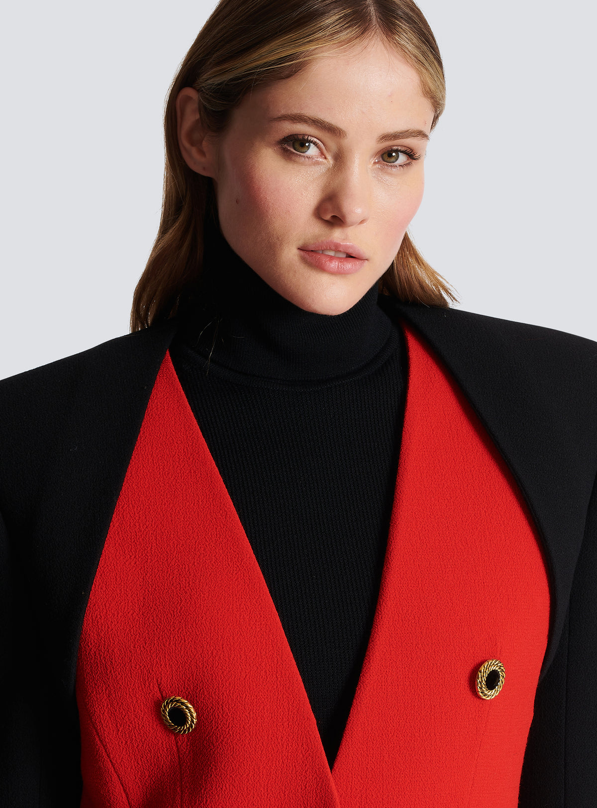 Double veste en trompe-l'oeil - Rouge Vif & Noir