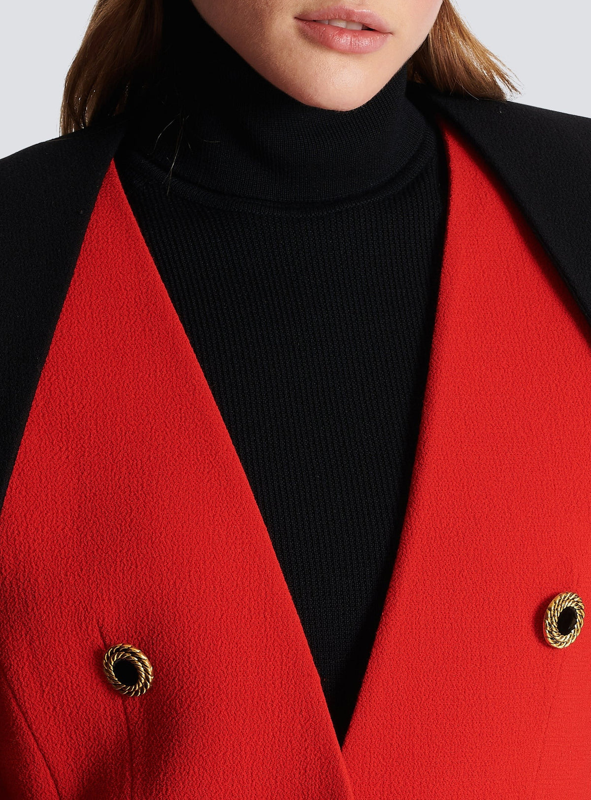 Wool trompe-l'œil jacket - Bright Red & Black