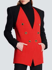 Wool trompe-l'œil jacket - Bright Red & Black