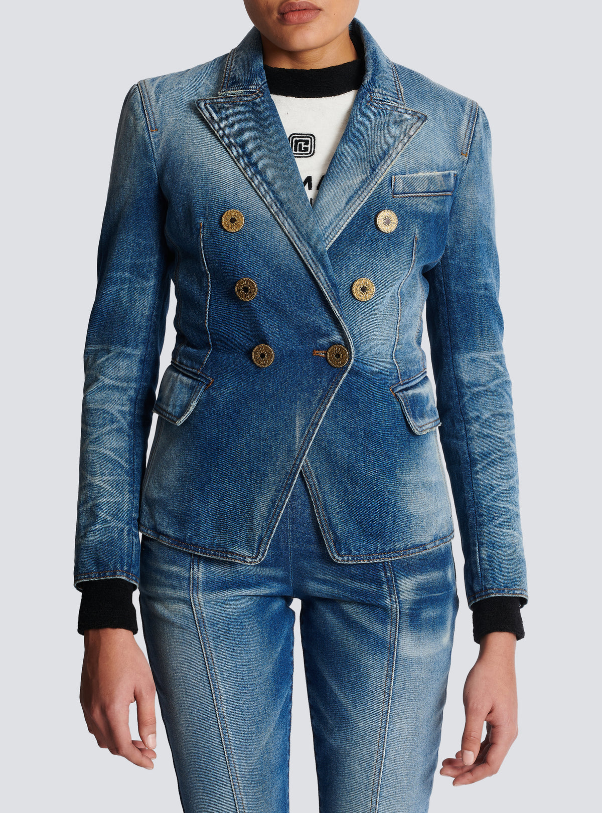 Veste 6 boutons en denim - Bleu Jean