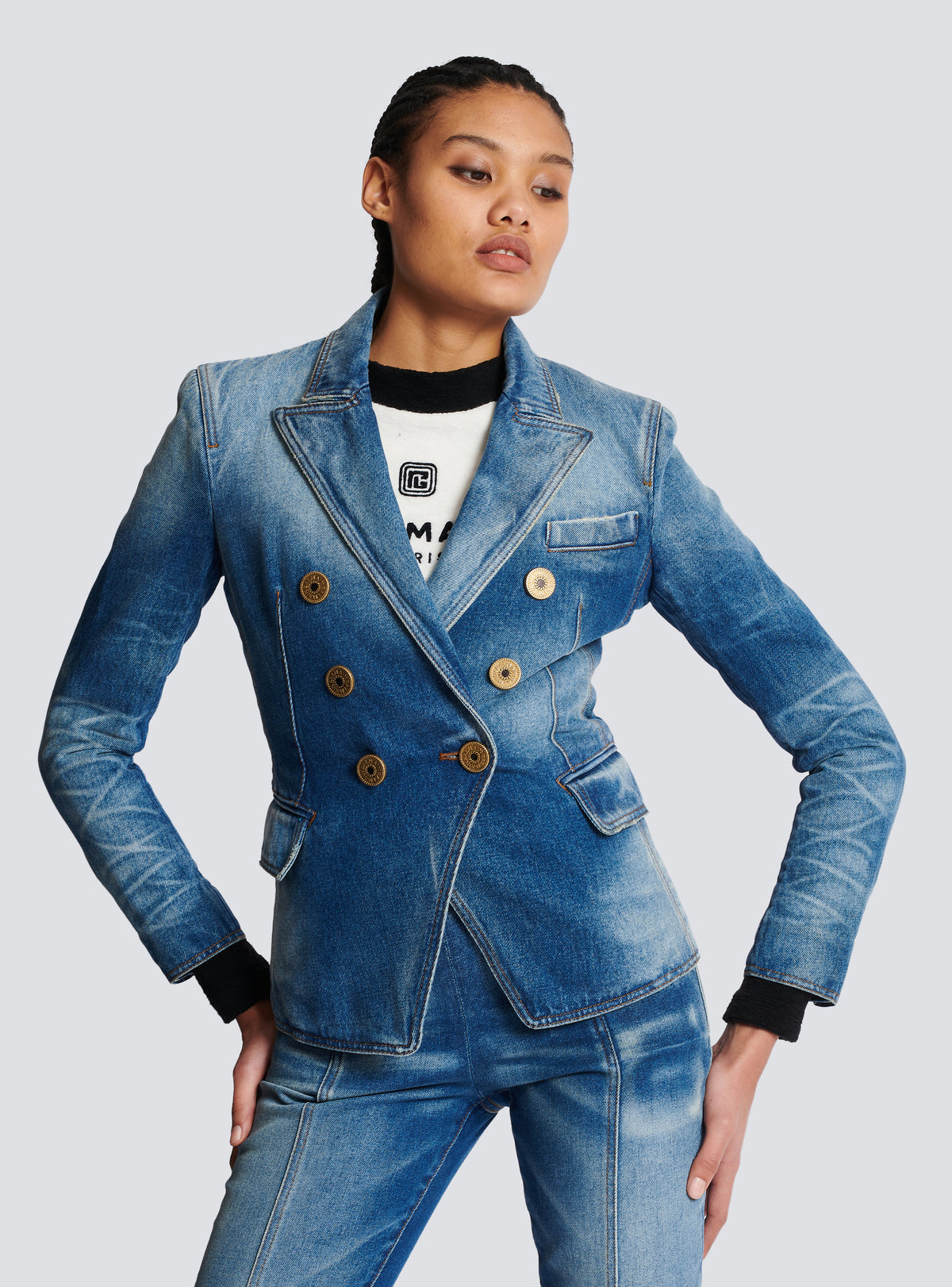 Veste 6 boutons en denim - Bleu Jean