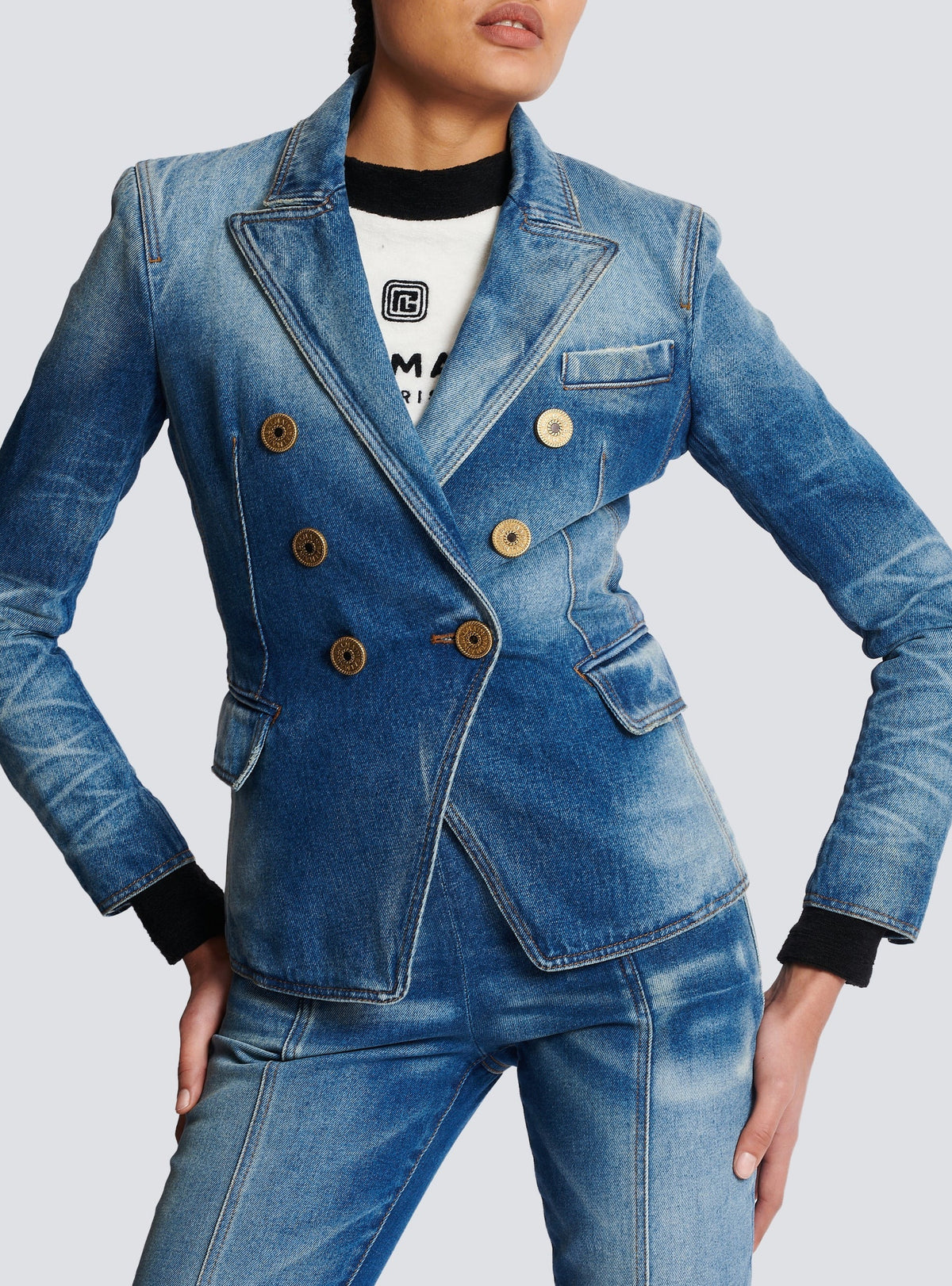 Veste 6 boutons en denim - Bleu Jean
