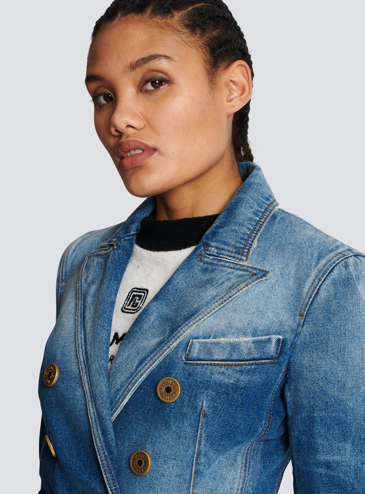 Veste 6 boutons en denim - Bleu Jean
