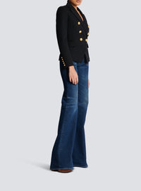 6-button wool jacket - Black
