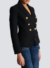 6-button wool jacket - Black
