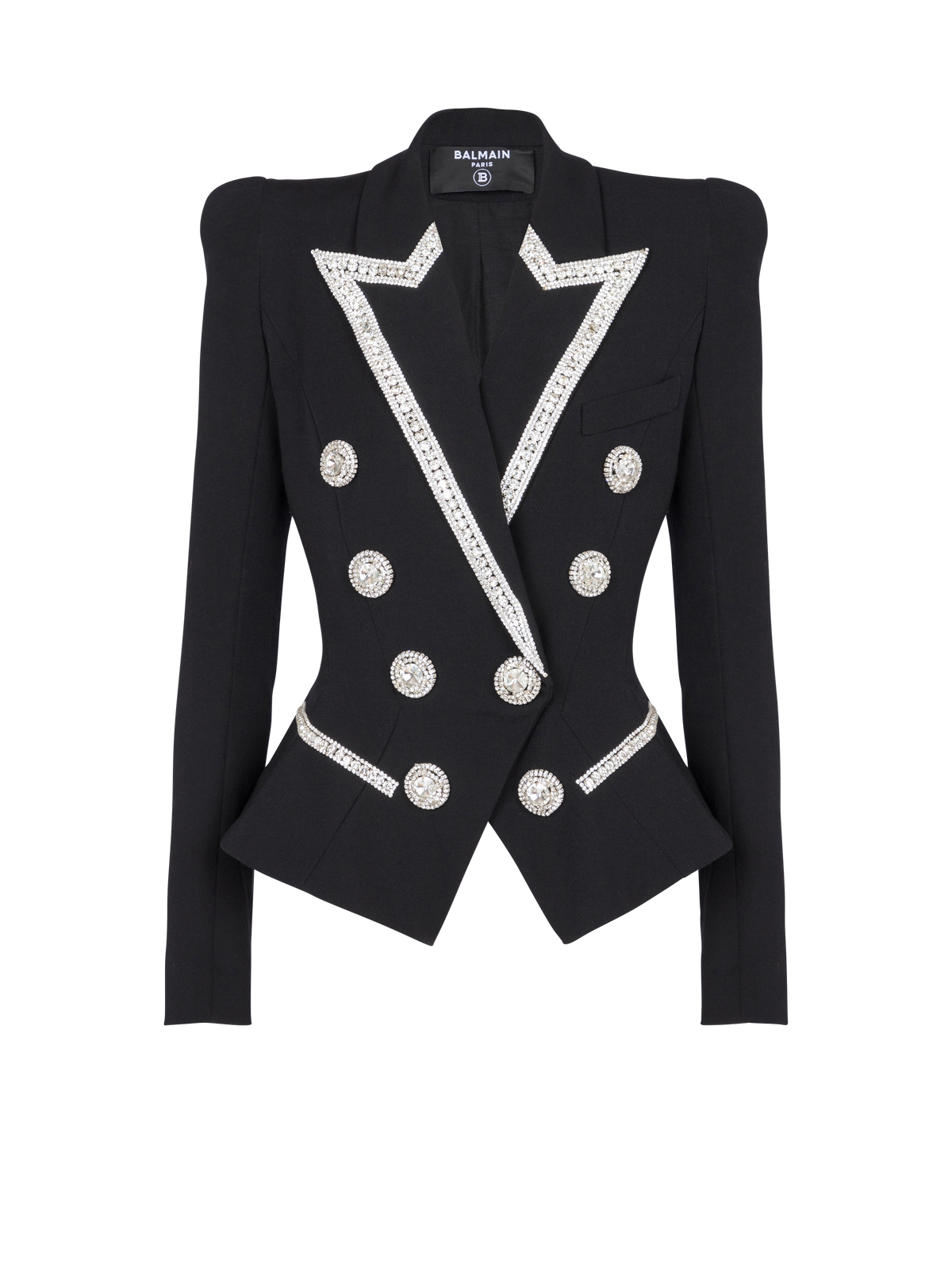 Veste brodée 8 boutons - Noir & Argent