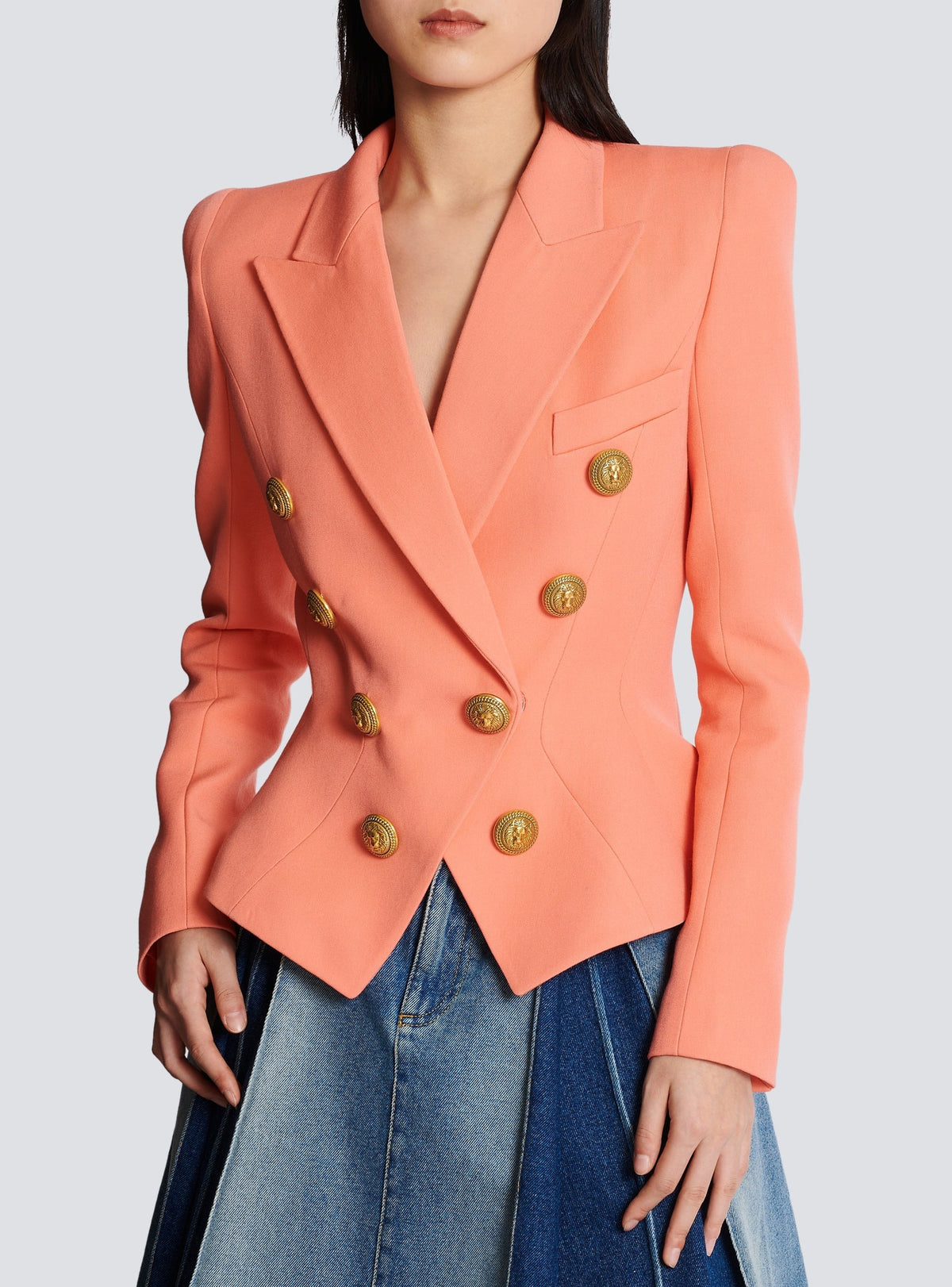 Fitted wool jacket - Salmon