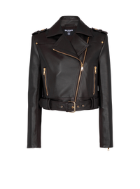 Veste en cuir ceinture courte - Noir