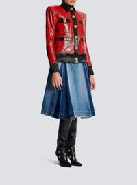 Veste en cuir verni - Rouge & Noir