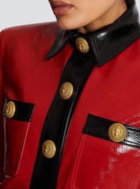 Veste en cuir verni - Rouge & Noir
