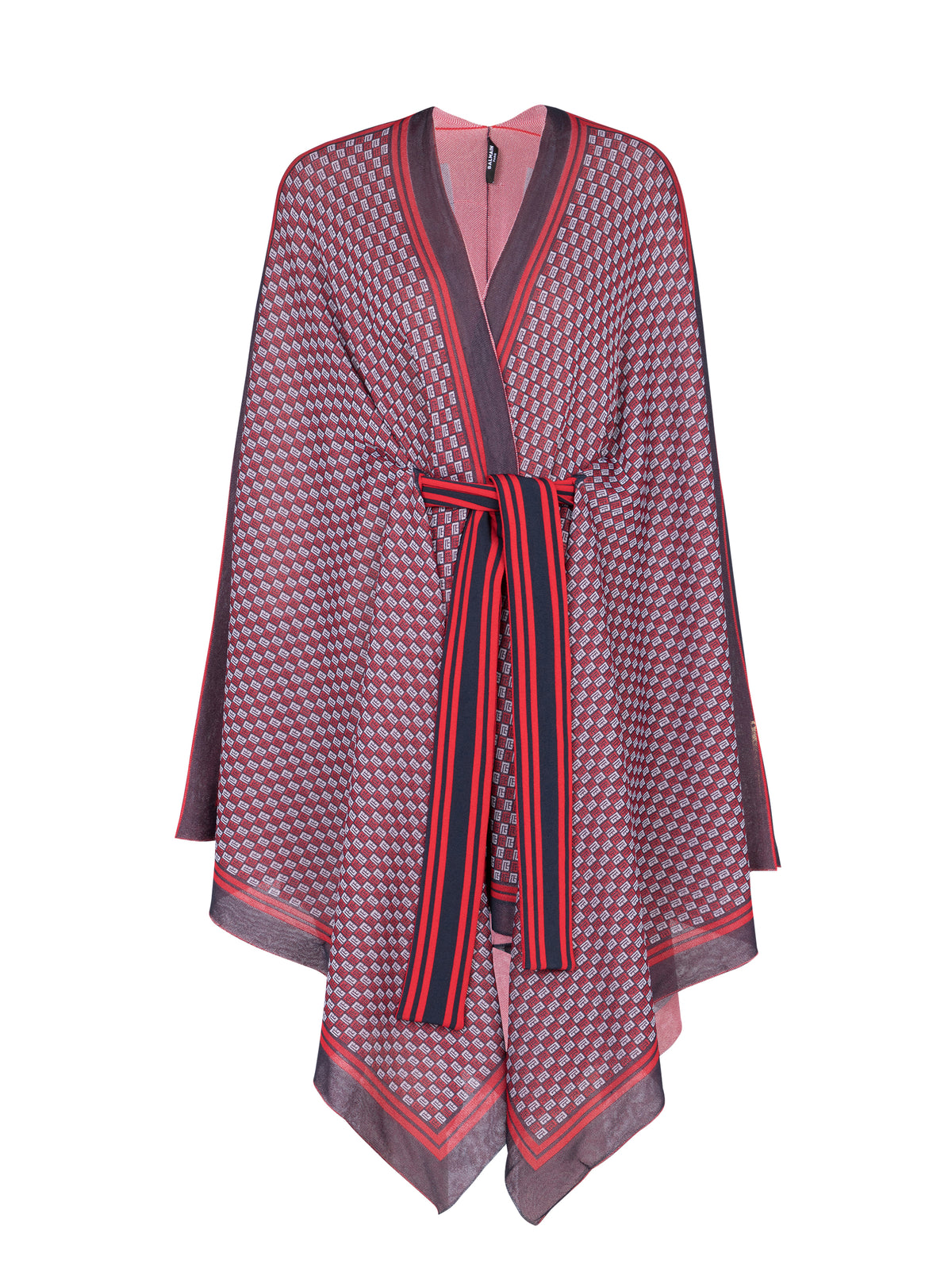 Checked monogram knit poncho - Multicolour