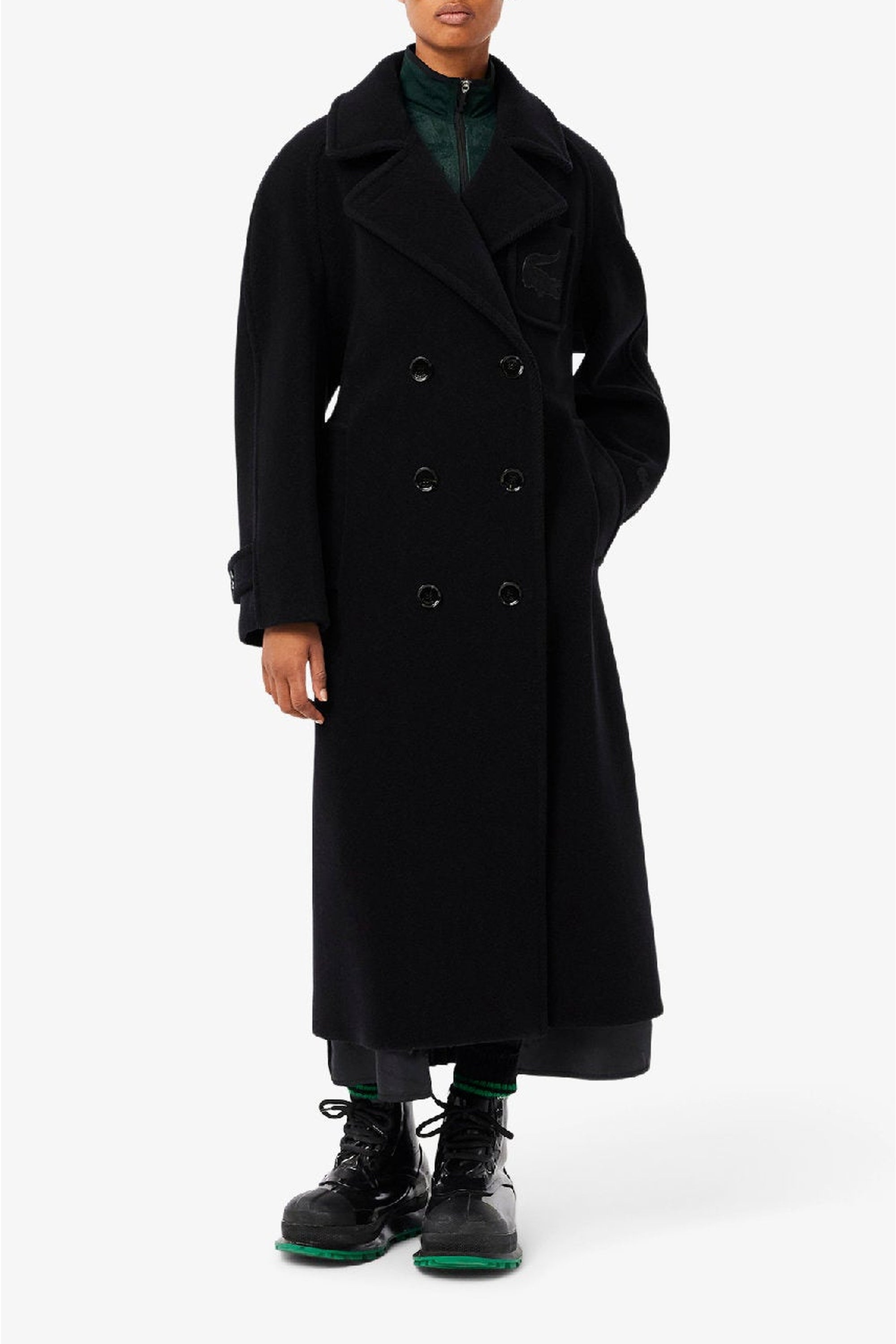 Belted wool coat - Black