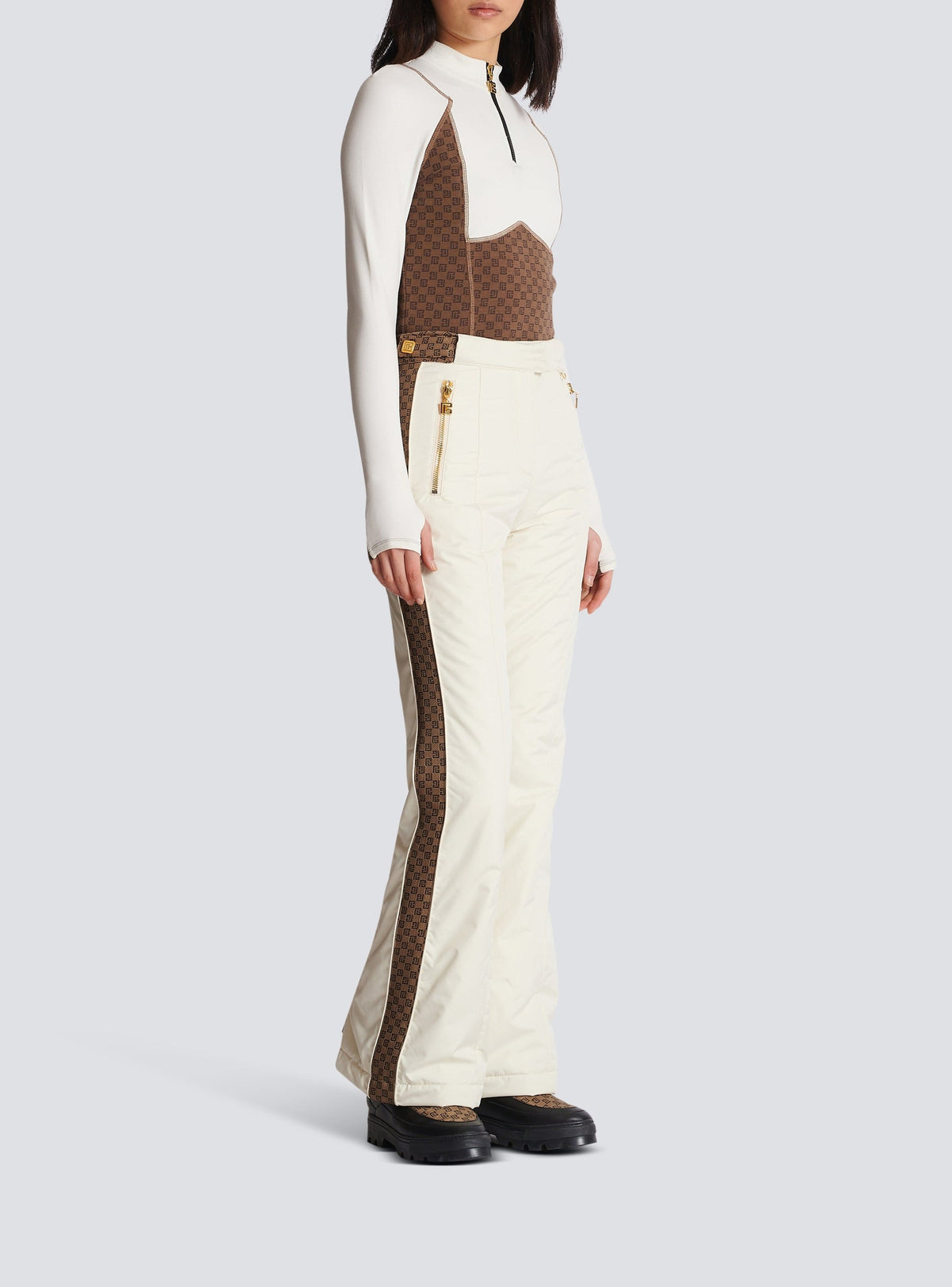 Pantalon de ski - Crème & Marron & Marron Foncé