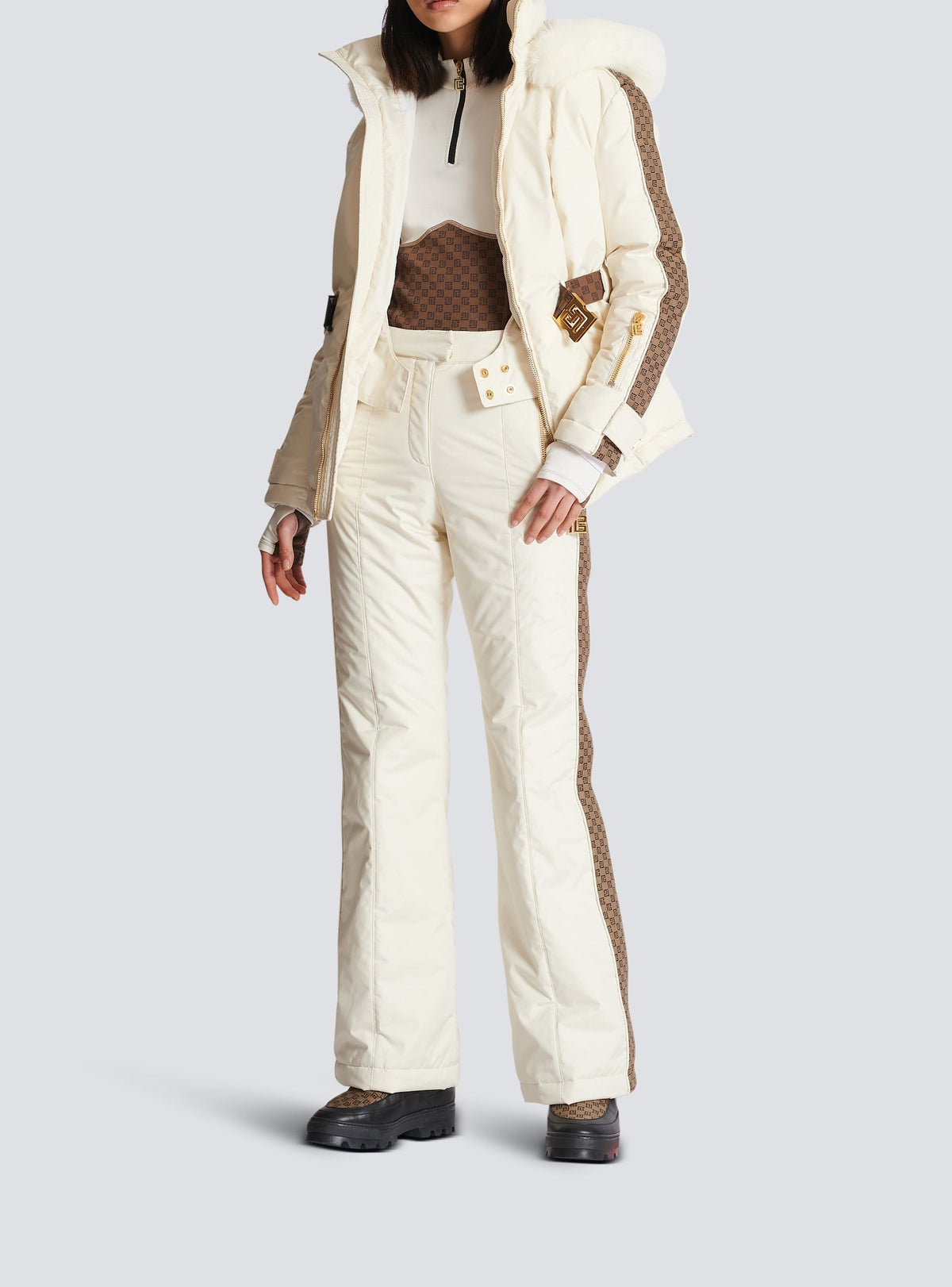 Pantalon de ski - Crème & Marron & Marron Foncé