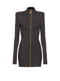 Robe courte zippée en maille - Noir & Or