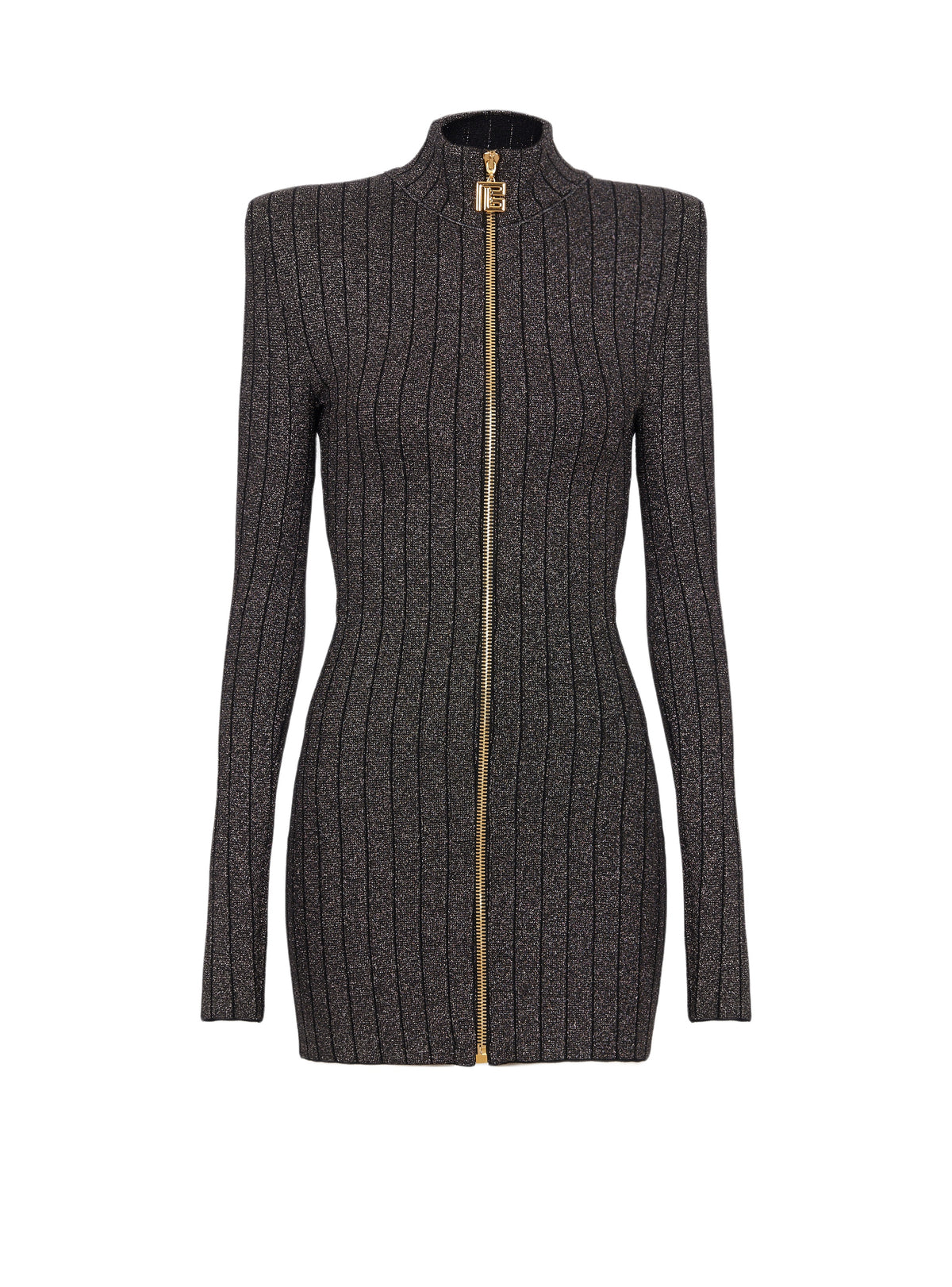 Robe courte zippée en maille - Noir & Or