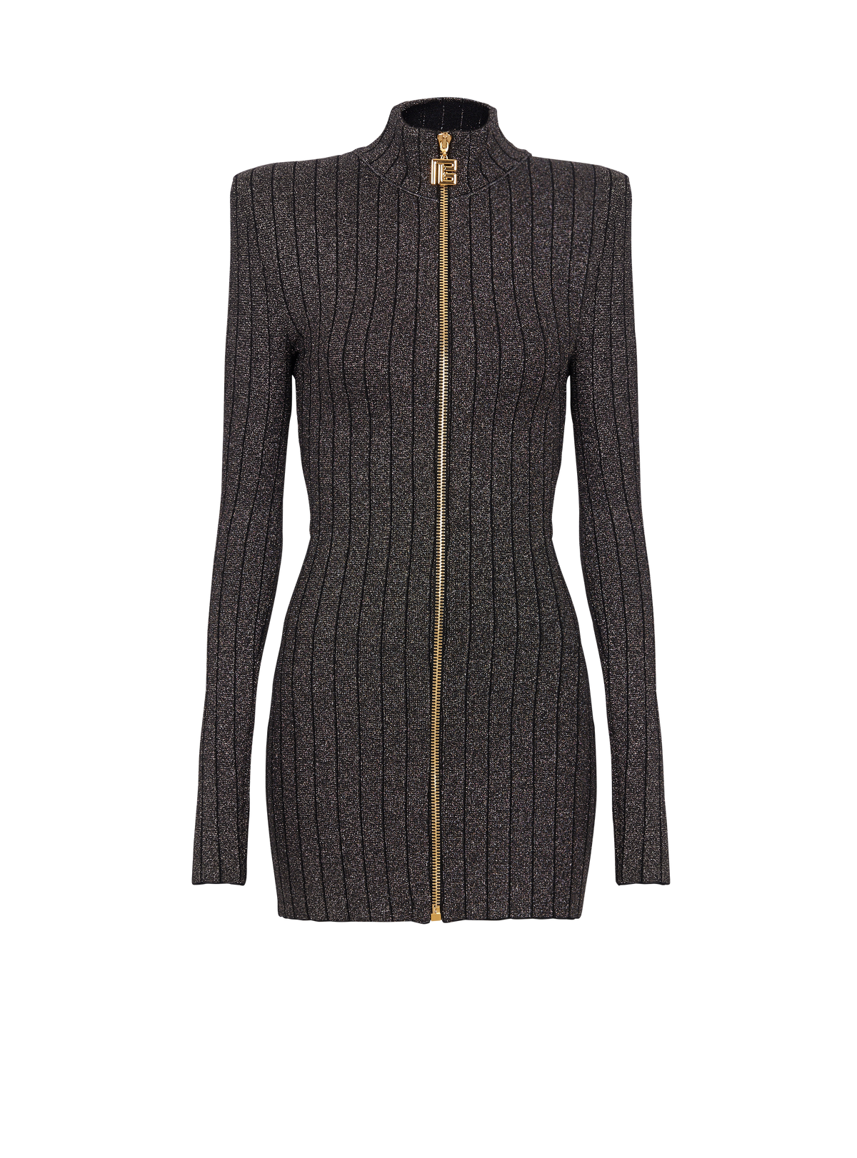 Robe zippée en maille lurex - Noir & Or