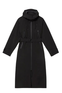 Long waterproof hooded parka - Black