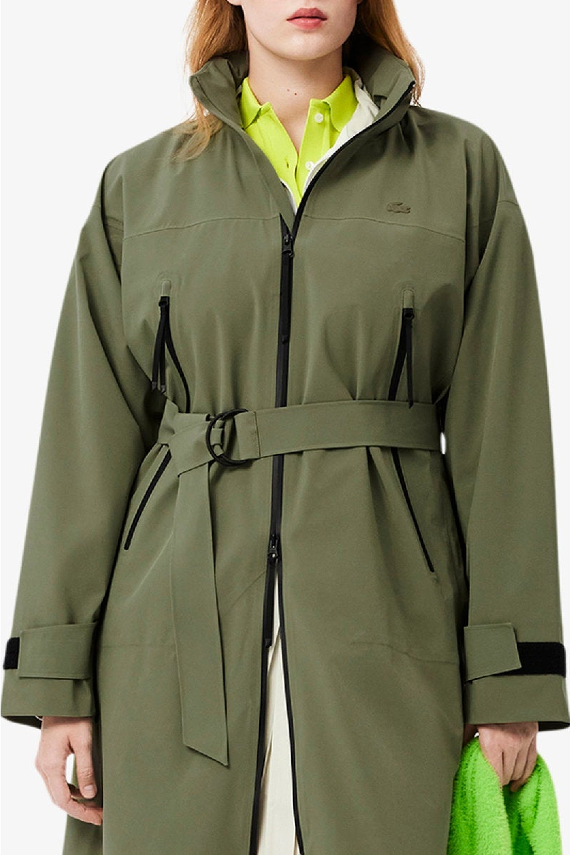 Parka longue à capuche imperméable - Kaki