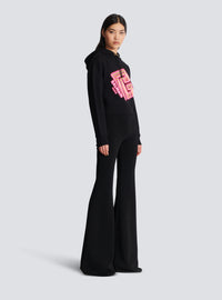 Sweat-shirt court imprimé néon - Noir