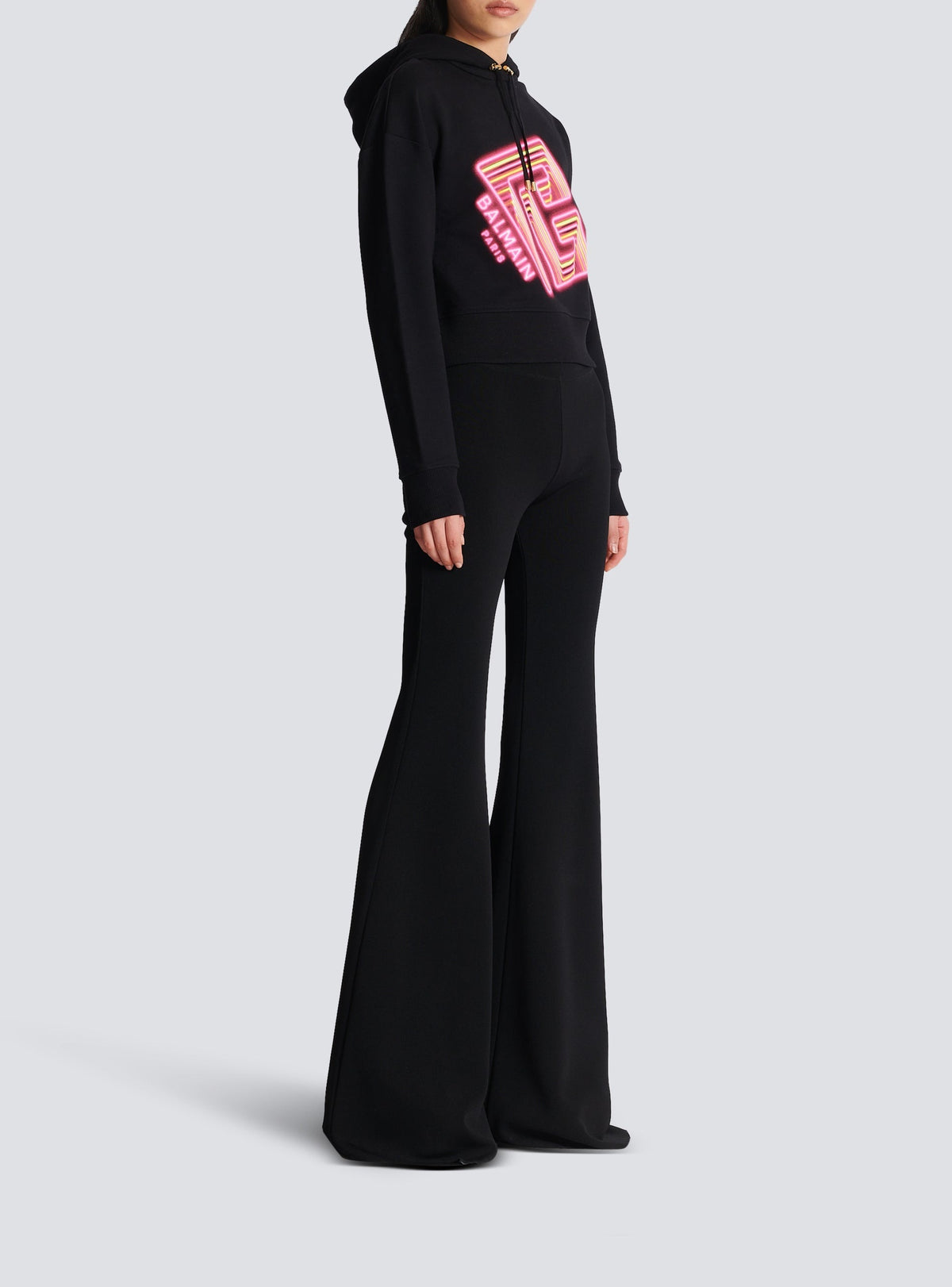 Cropped sweatshirt with neon print - Black