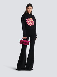 Sweat-shirt court imprimé néon - Noir
