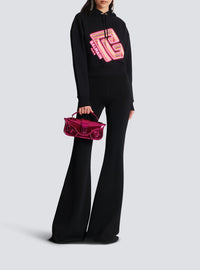 Cropped sweatshirt with neon print - Black